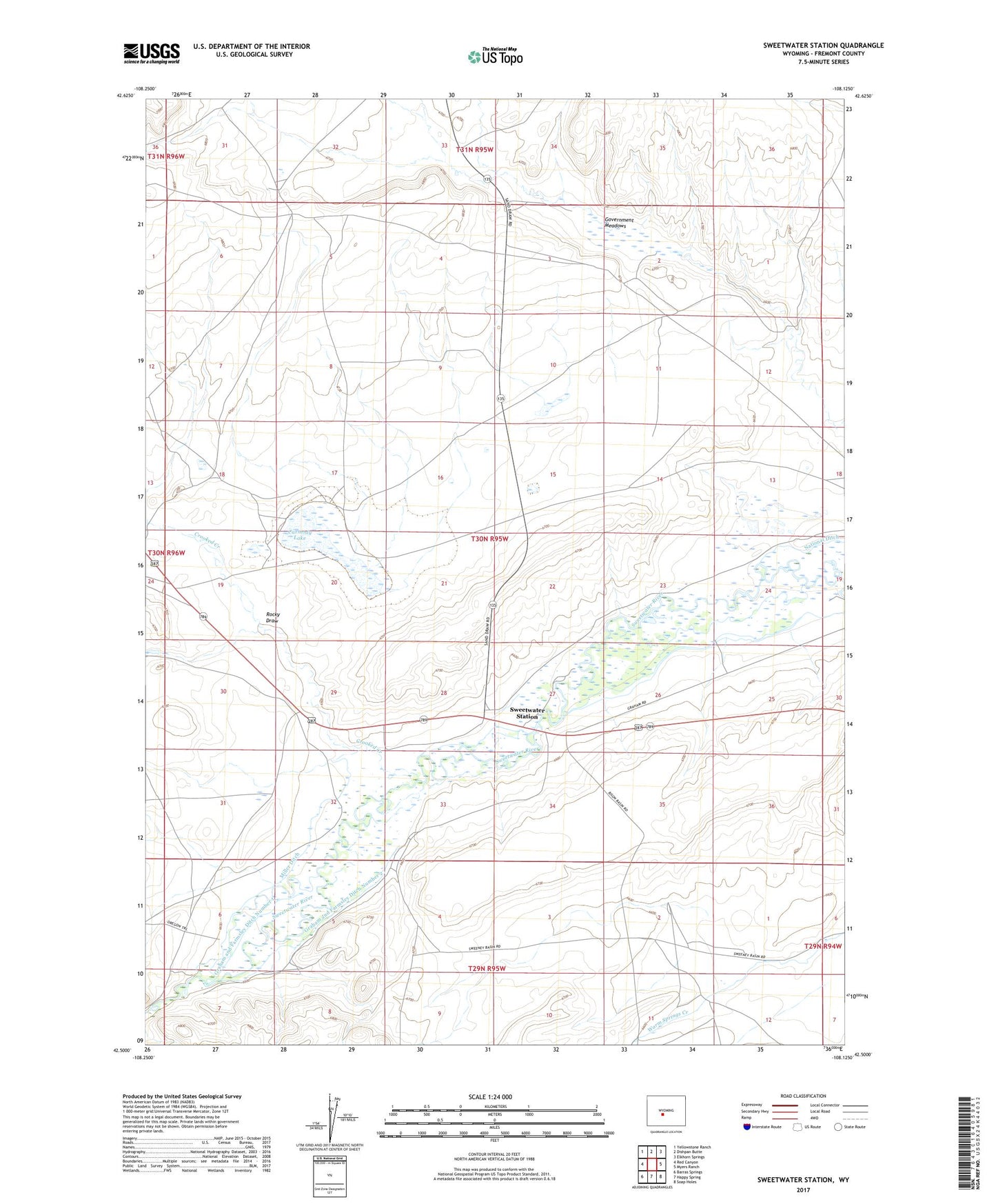 Sweetwater Station Wyoming US Topo Map Image