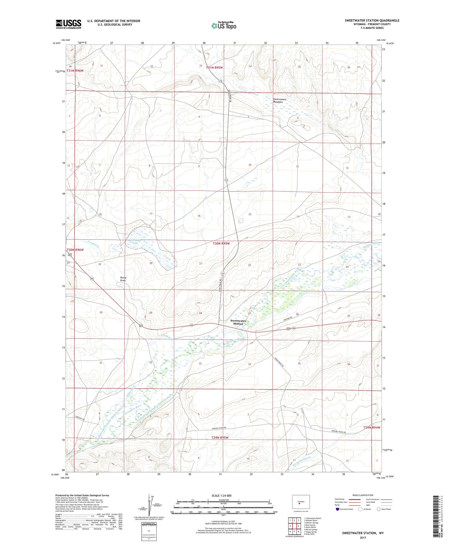 Sweetwater Station Wyoming US Topo Map Image