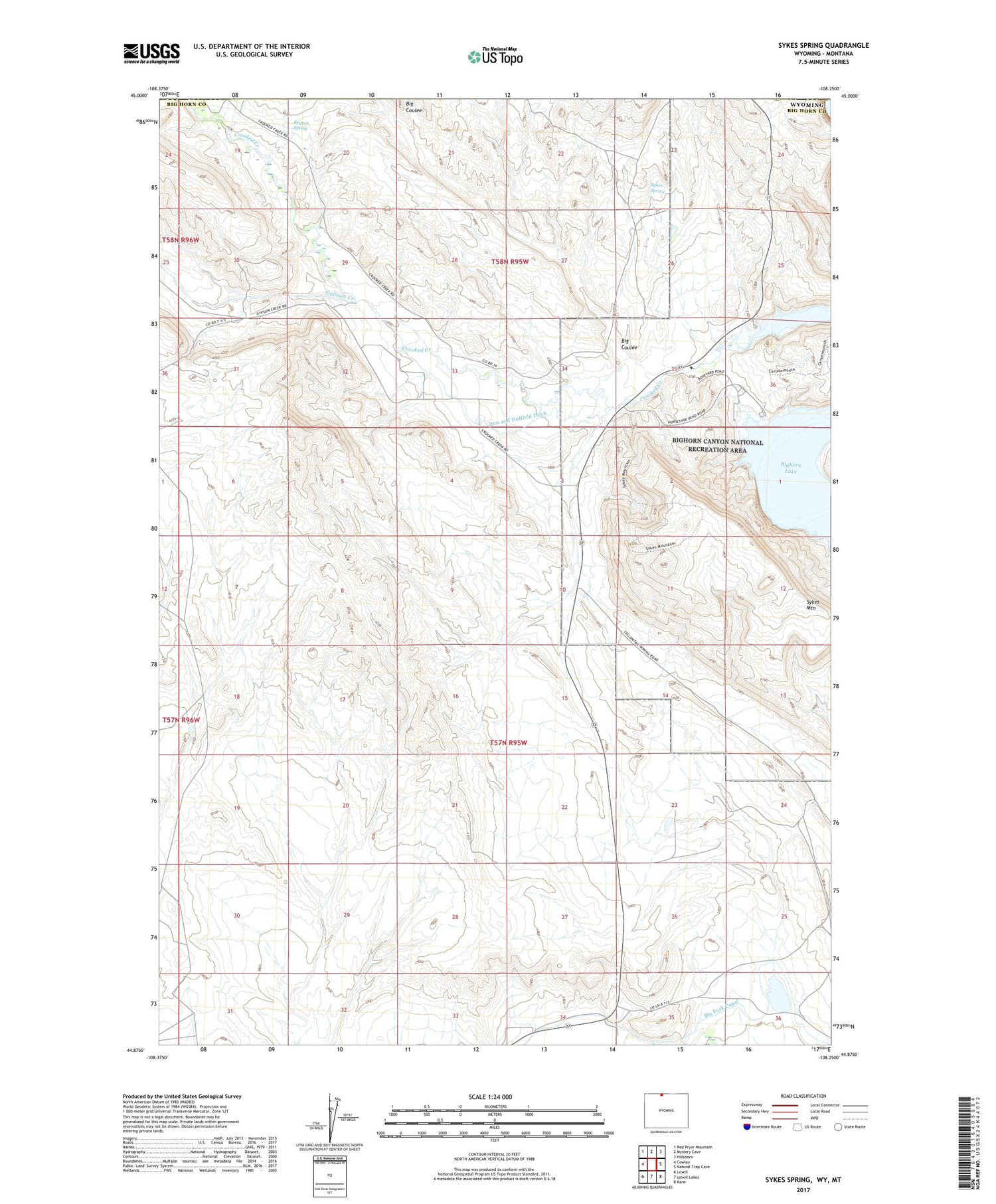 Sykes Spring Wyoming US Topo Map Image