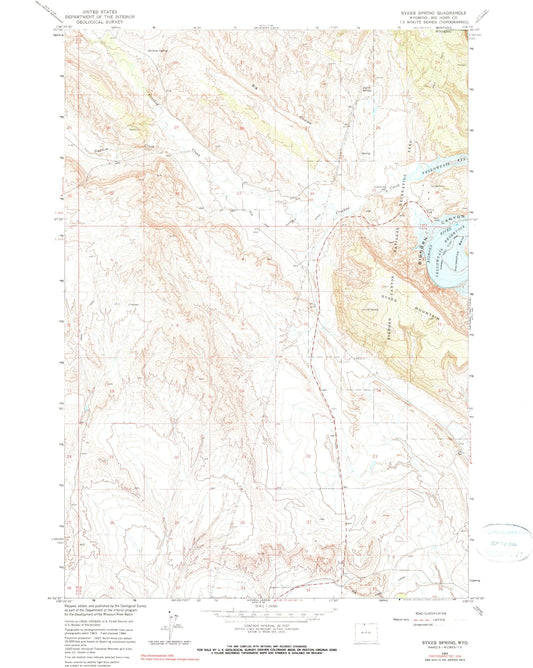 Classic USGS Sykes Spring Wyoming 7.5'x7.5' Topo Map Image