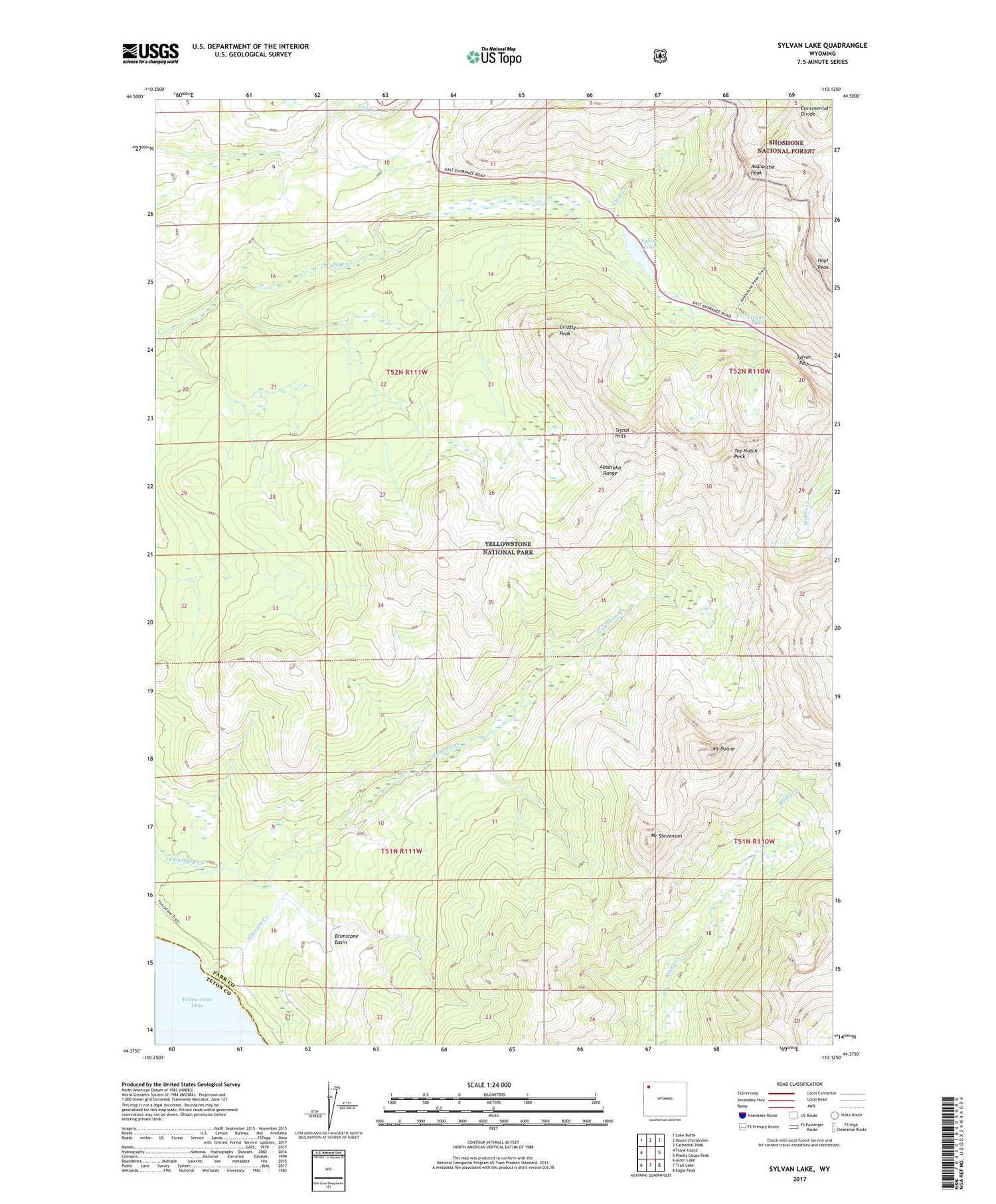 Sylvan Lake Wyoming US Topo Map Image