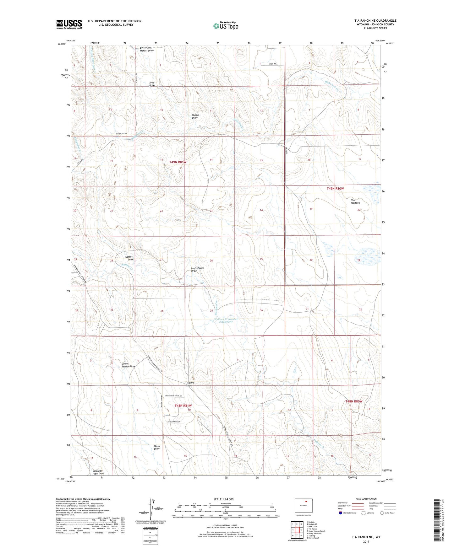 T A Ranch NE Wyoming US Topo Map Image