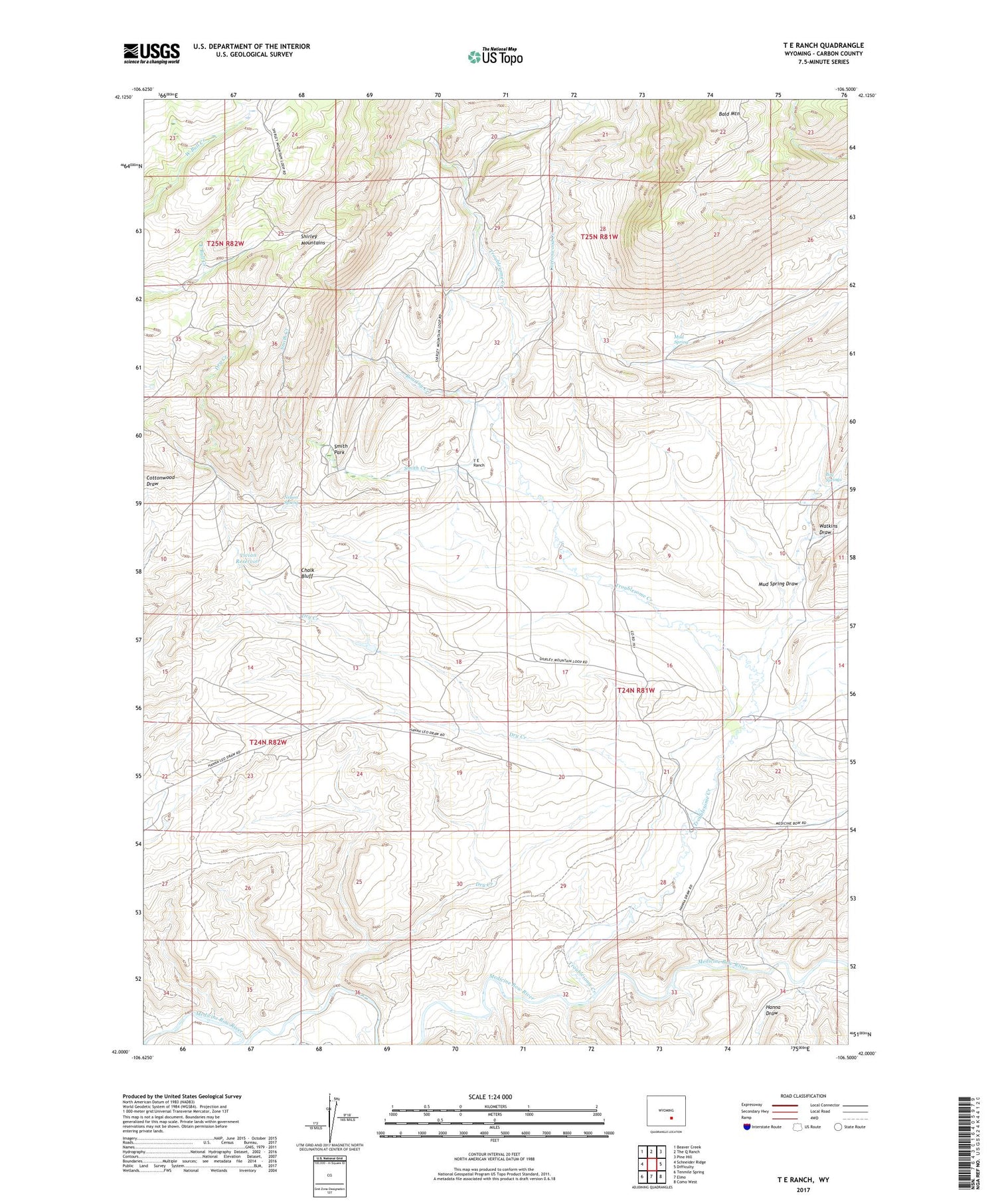T E Ranch Wyoming US Topo Map Image