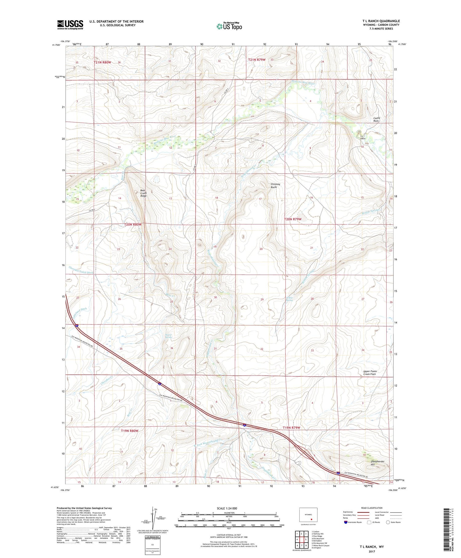 T L Ranch Wyoming US Topo Map Image