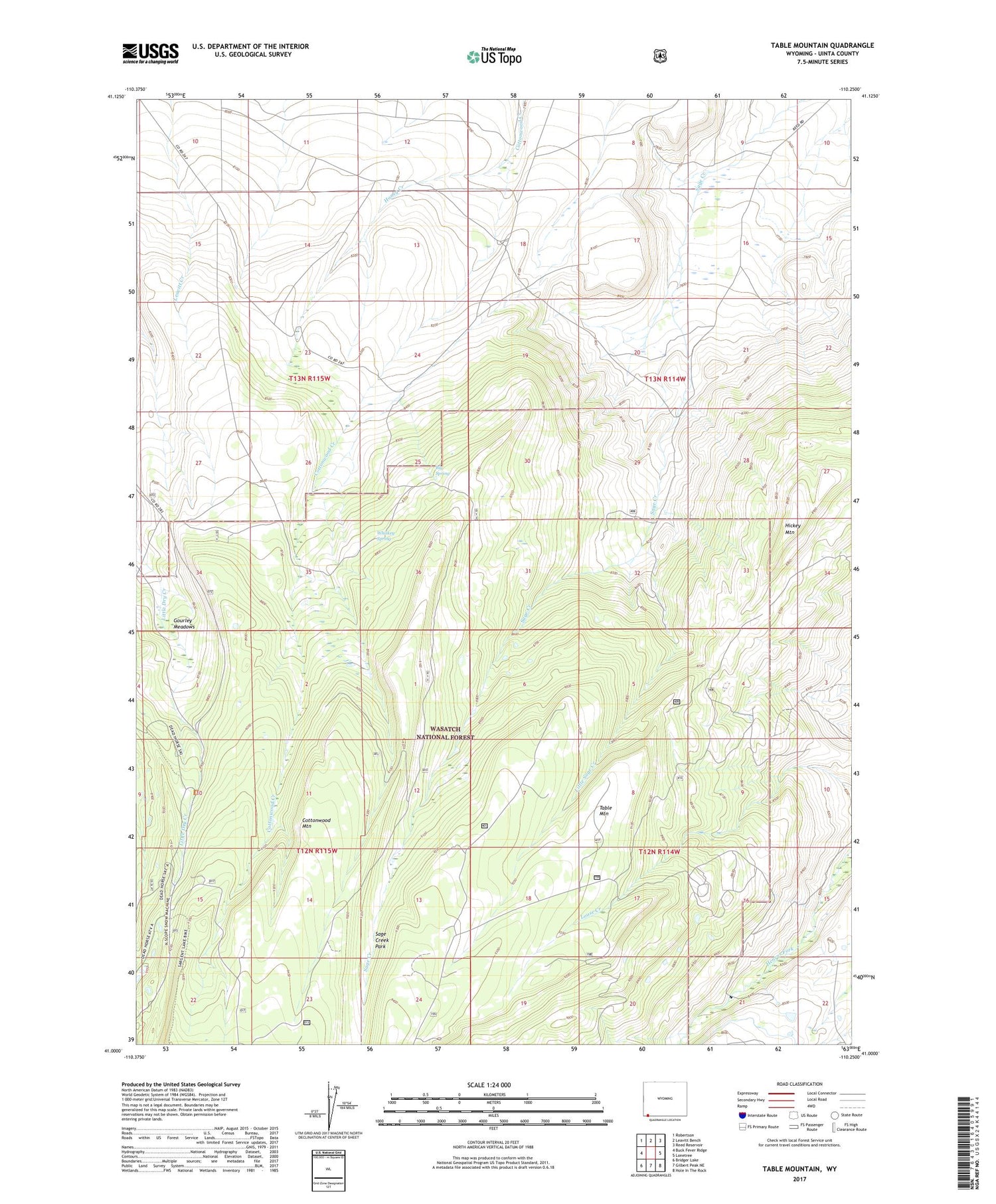 Table Mountain Wyoming US Topo Map Image
