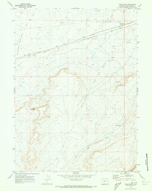 Classic USGS Table Rock Wyoming 7.5'x7.5' Topo Map Image