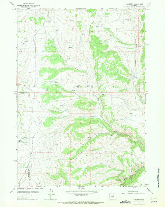 Classic USGS Tabletop Wyoming 7.5'x7.5' Topo Map Image