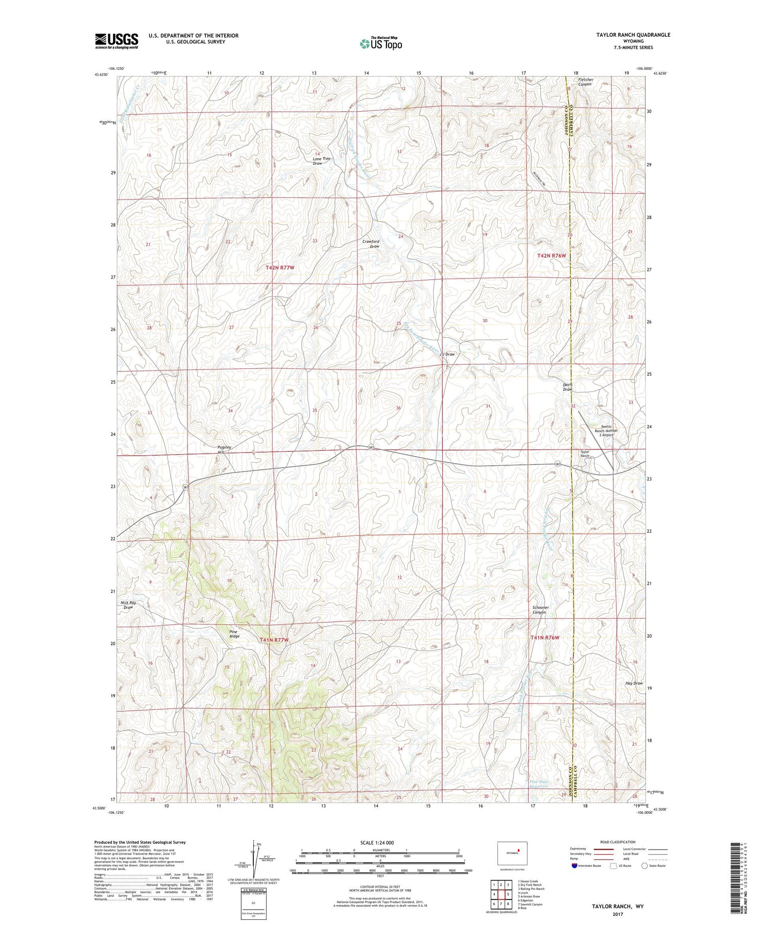 Taylor Ranch Wyoming US Topo Map Image