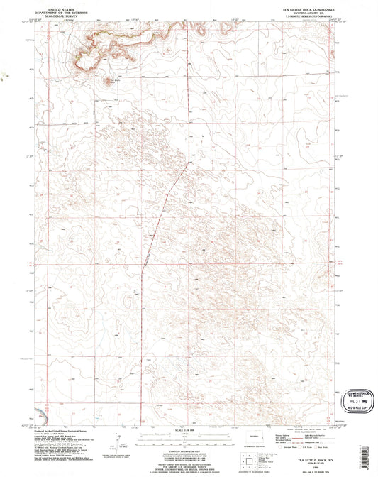 Classic USGS Tea Kettle Rock Wyoming 7.5'x7.5' Topo Map Image