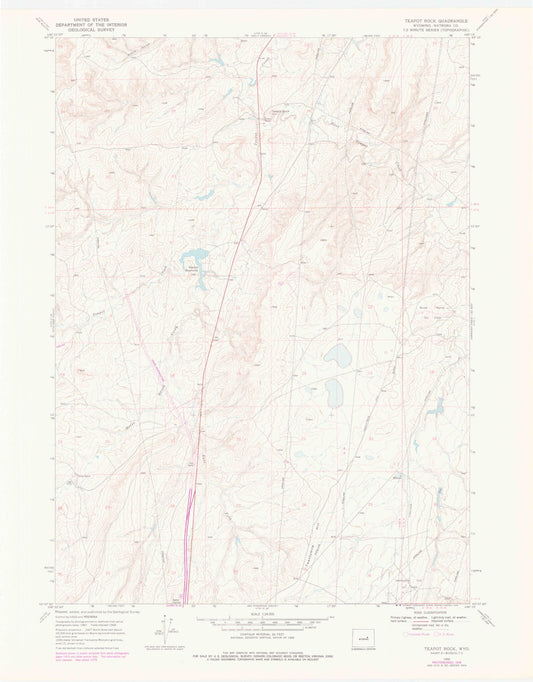 Classic USGS Teapot Rock Wyoming 7.5'x7.5' Topo Map Image