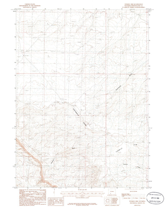 Classic USGS Tenmile Rim Wyoming 7.5'x7.5' Topo Map Image