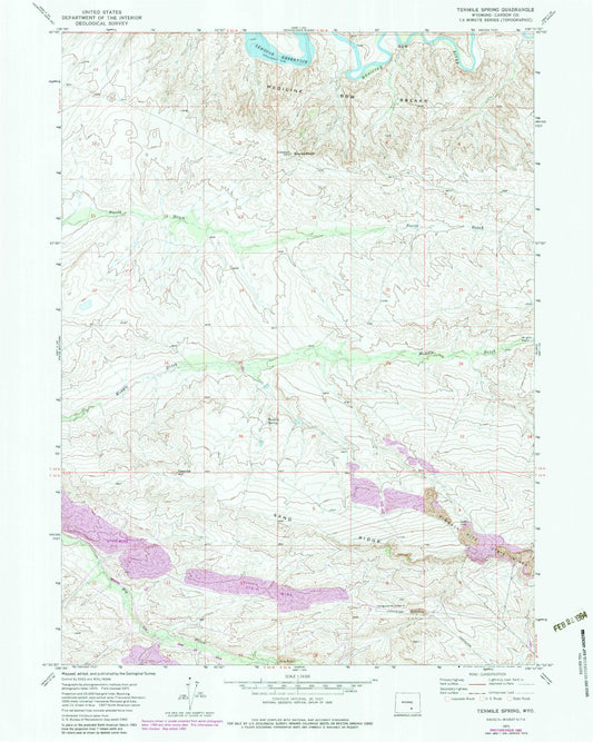 Classic USGS Tenmile Spring Wyoming 7.5'x7.5' Topo Map Image