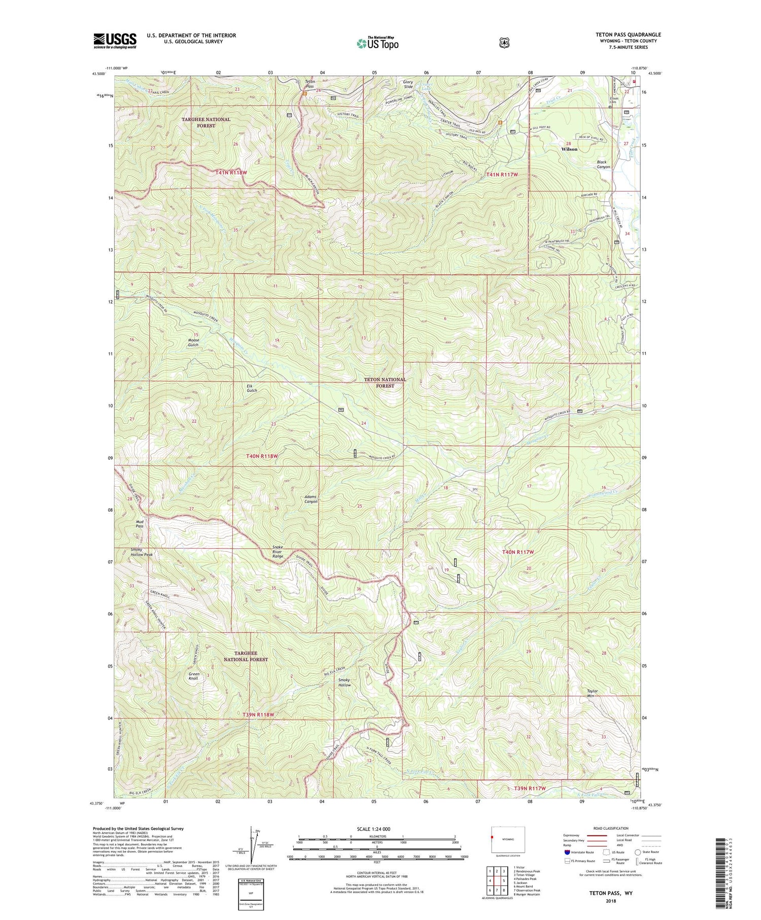 Teton Pass Wyoming US Topo Map Image