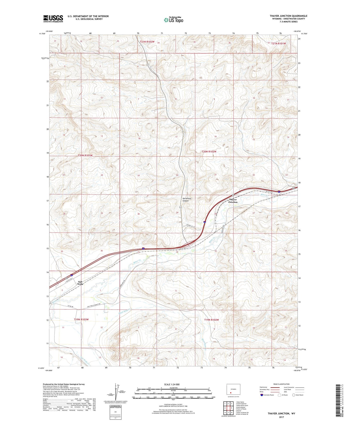 Thayer Junction Wyoming US Topo Map Image