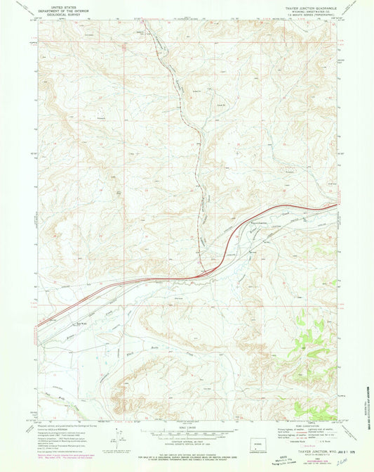 Classic USGS Thayer Junction Wyoming 7.5'x7.5' Topo Map Image