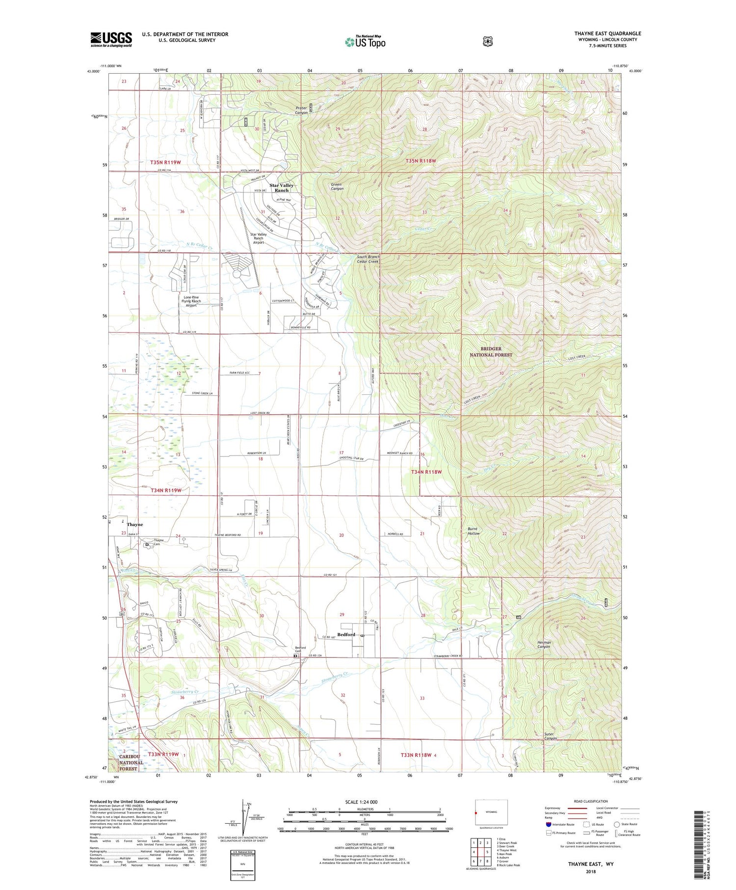Thayne East Wyoming US Topo Map Image