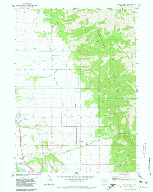 Classic USGS Thayne East Wyoming 7.5'x7.5' Topo Map Image