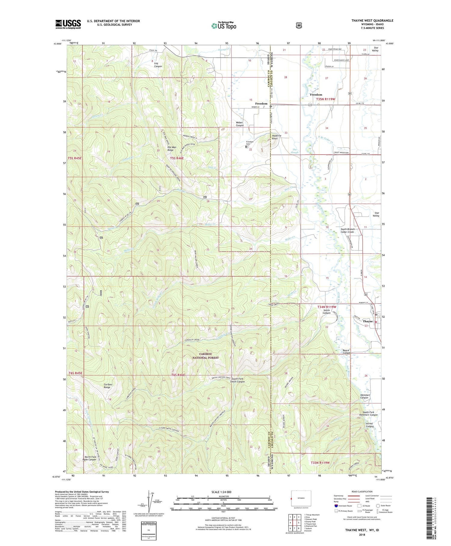 Thayne West Wyoming US Topo Map Image