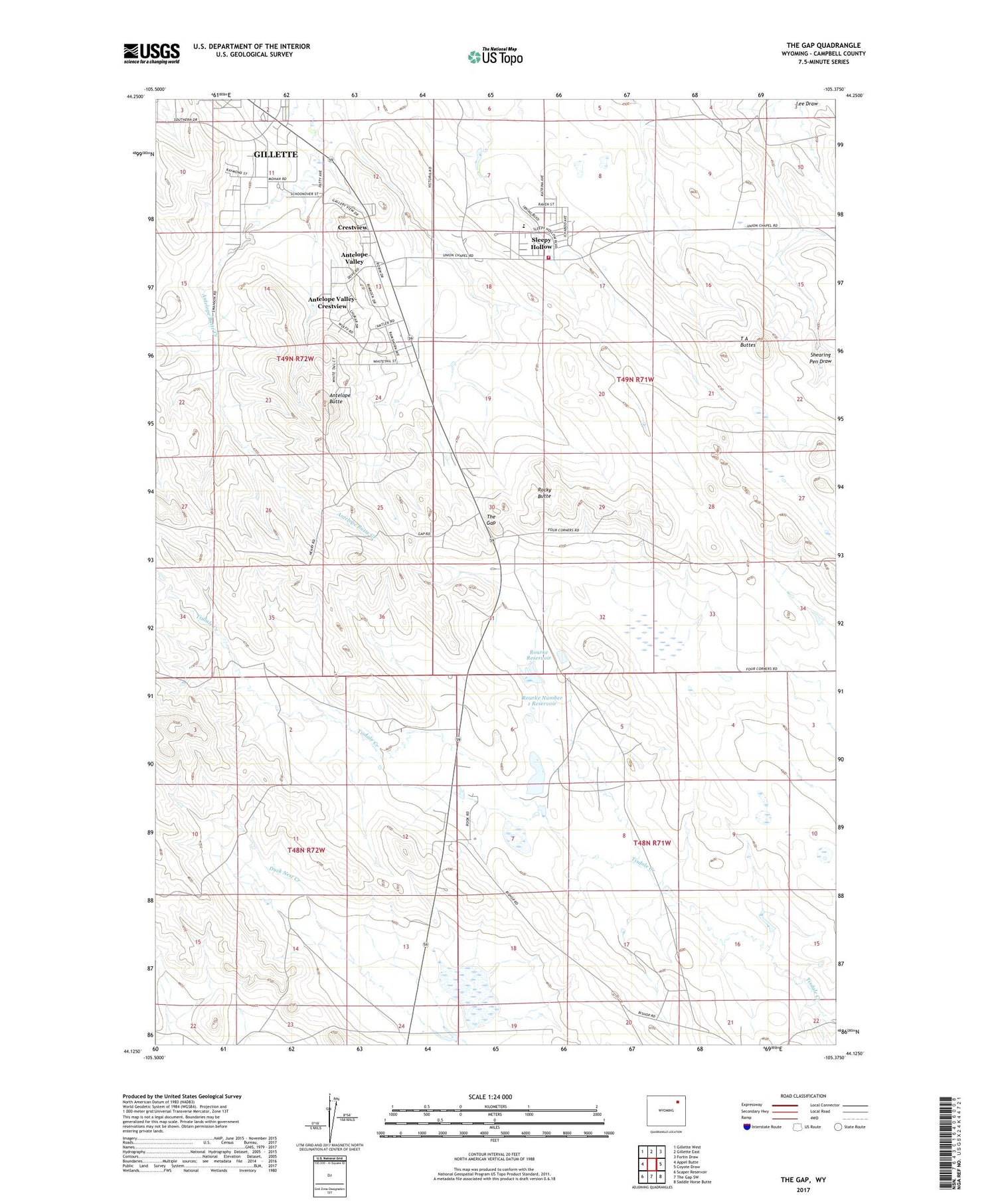The Gap Wyoming US Topo Map Image