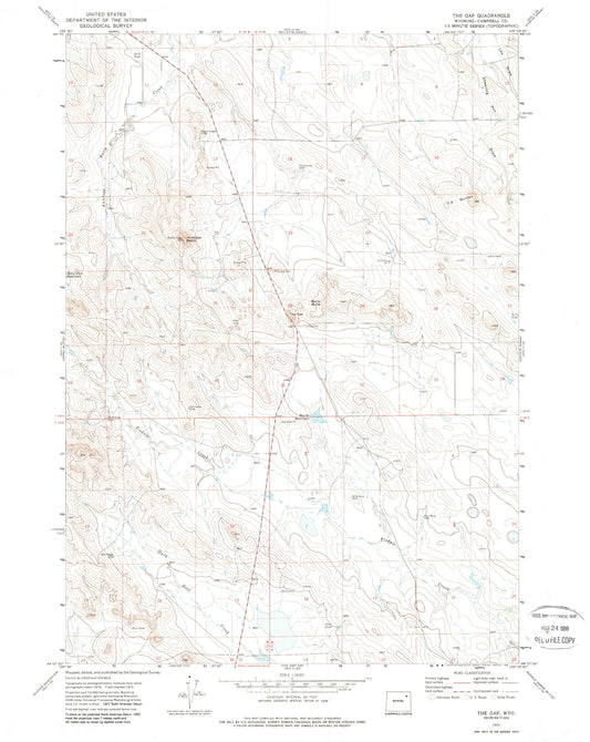 Classic USGS The Gap Wyoming 7.5'x7.5' Topo Map Image