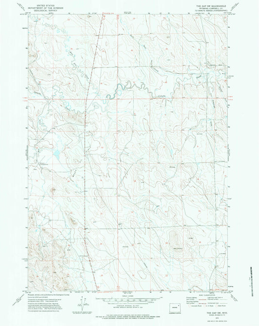 Classic USGS The Gap SW Wyoming 7.5'x7.5' Topo Map Image