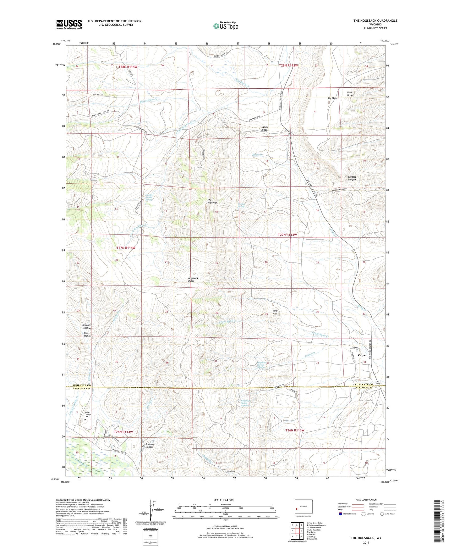The Hogsback Wyoming US Topo Map Image