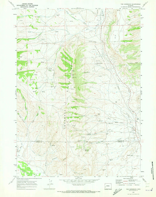 Classic USGS The Hogsback Wyoming 7.5'x7.5' Topo Map Image
