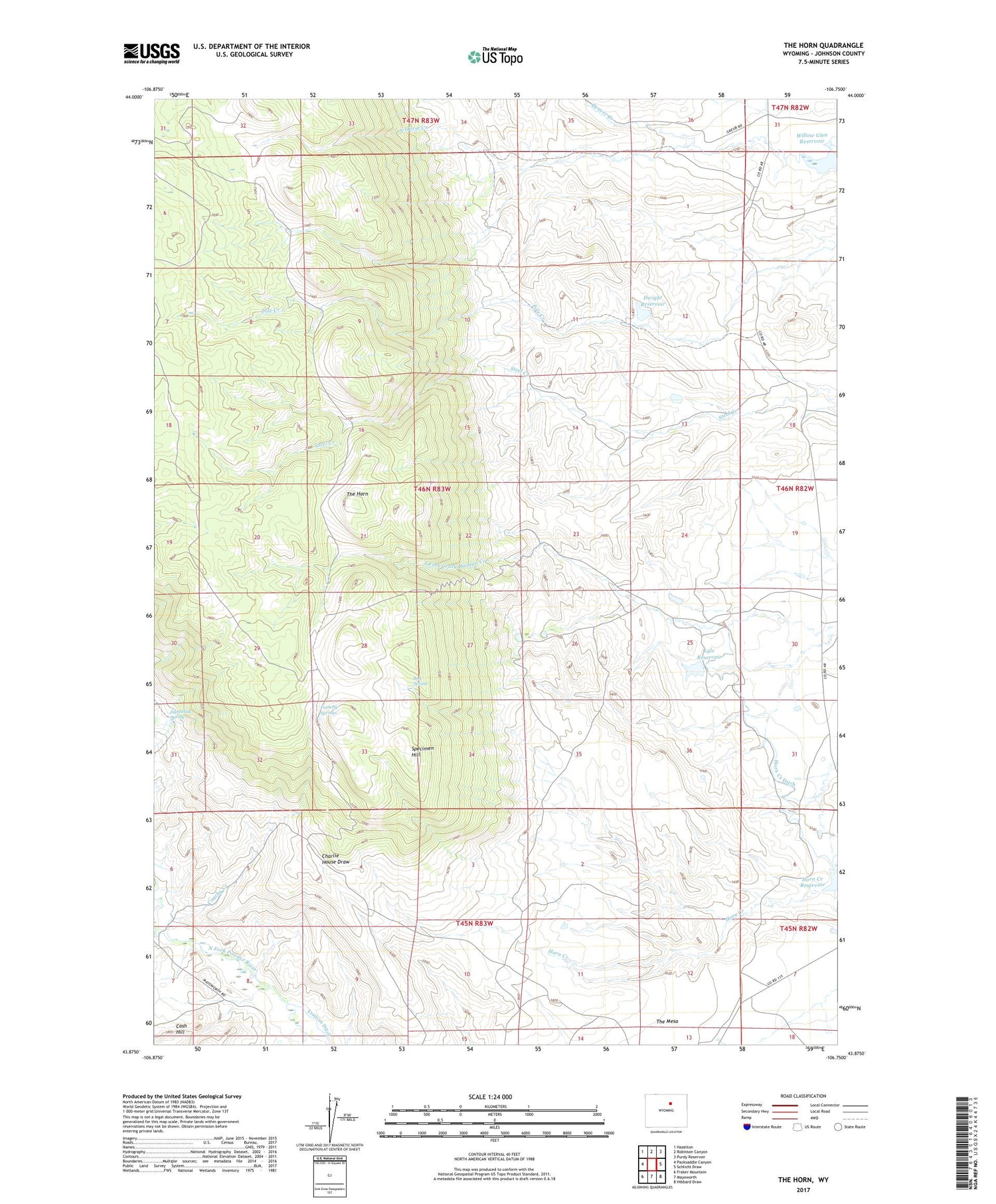 The Horn Wyoming US Topo Map Image