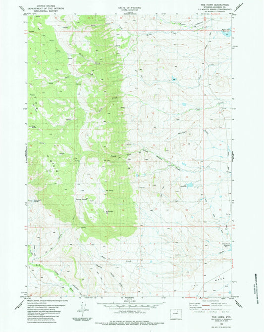 Classic USGS The Horn Wyoming 7.5'x7.5' Topo Map Image