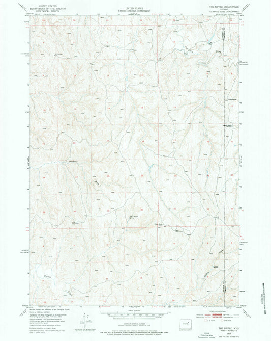 Classic USGS The Nipple Wyoming 7.5'x7.5' Topo Map Image