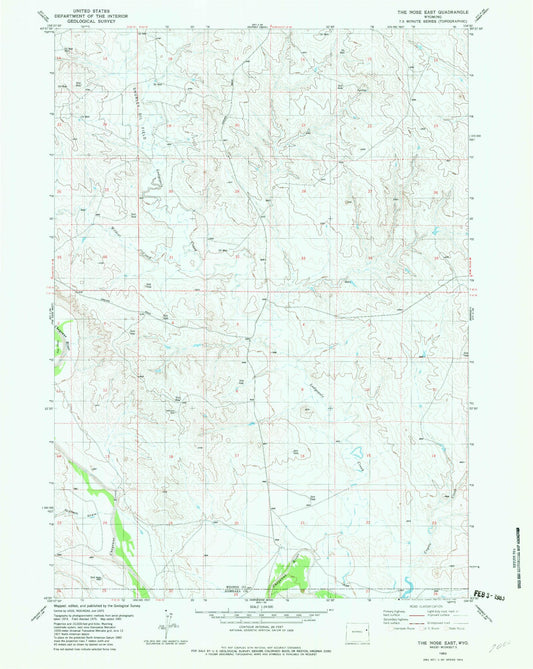 Classic USGS The Nose East Wyoming 7.5'x7.5' Topo Map Image