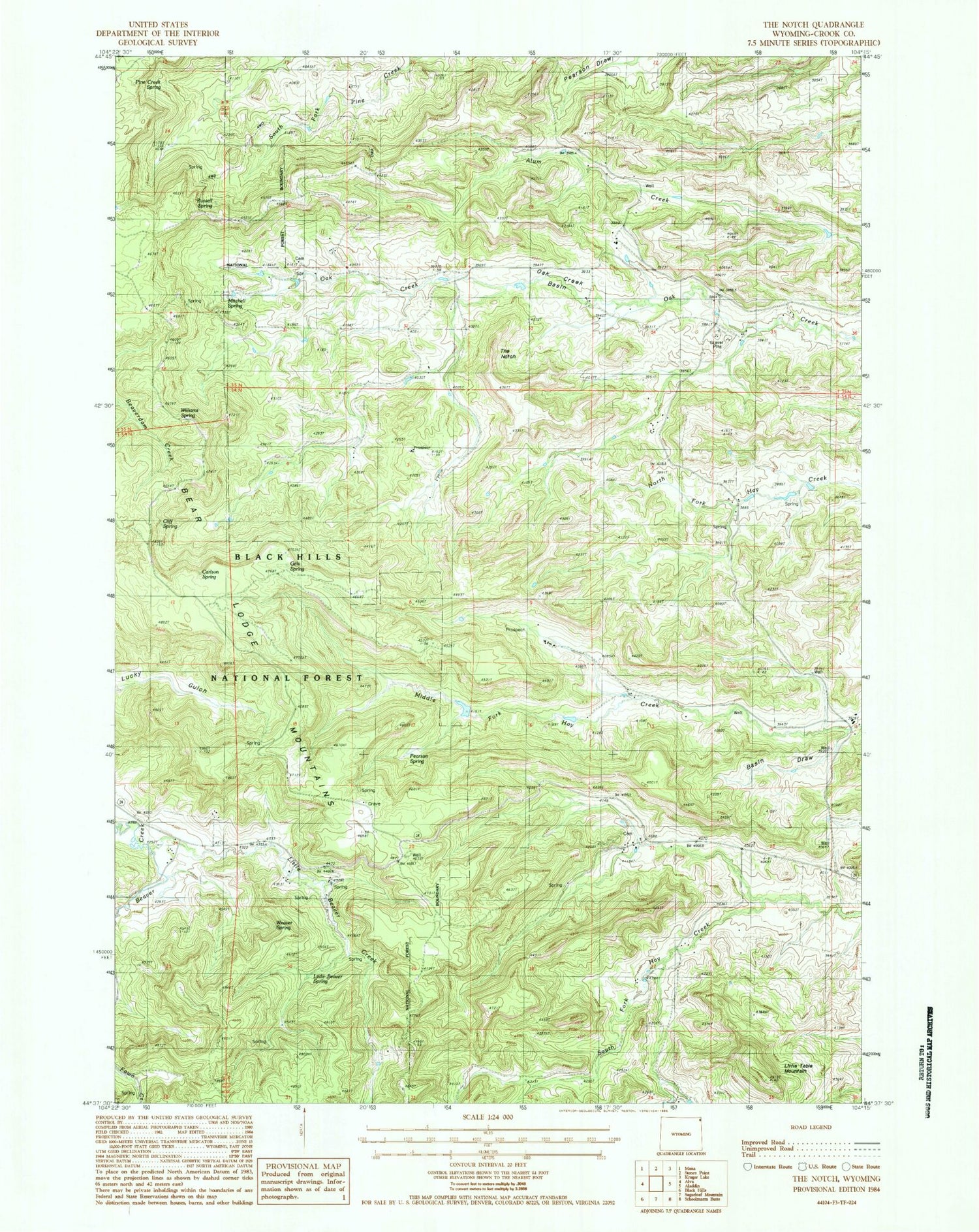 Classic USGS The Notch Wyoming 7.5'x7.5' Topo Map Image