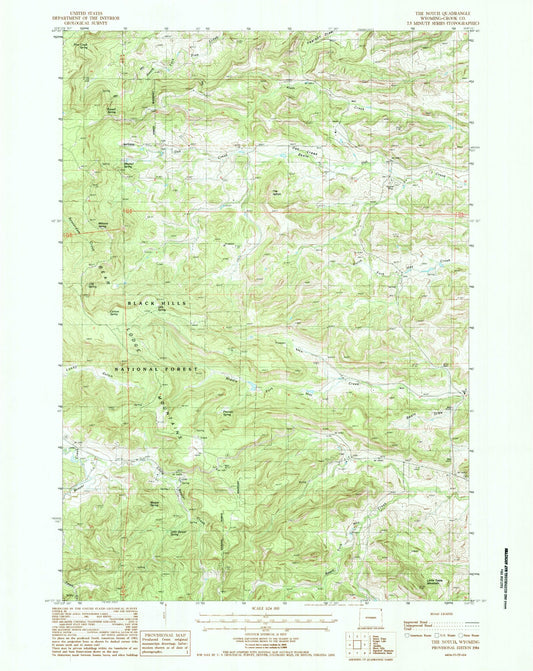 Classic USGS The Notch Wyoming 7.5'x7.5' Topo Map Image