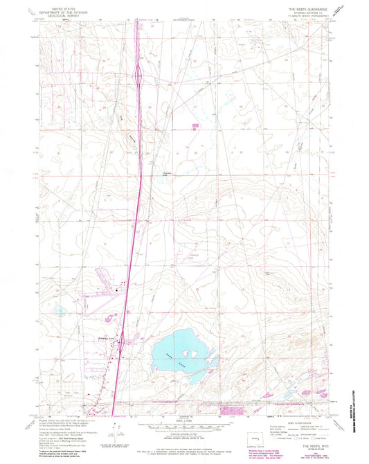 Classic USGS The Reefs Wyoming 7.5'x7.5' Topo Map Image