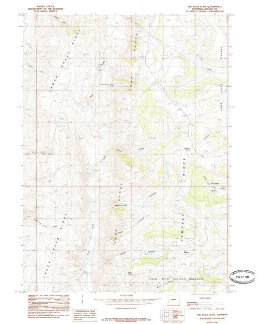 Classic USGS The Rock Slide Wyoming 7.5'x7.5' Topo Map Image