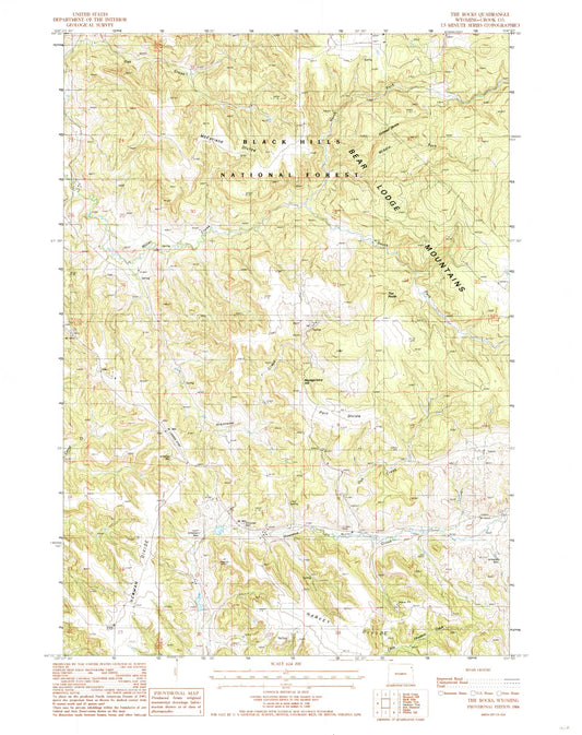 Classic USGS The Rocks Wyoming 7.5'x7.5' Topo Map Image