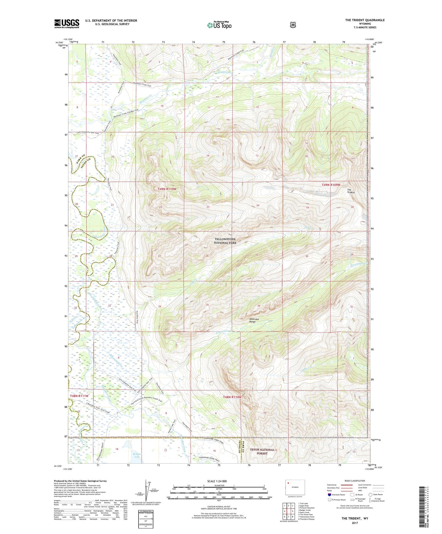 The Trident Wyoming US Topo Map Image