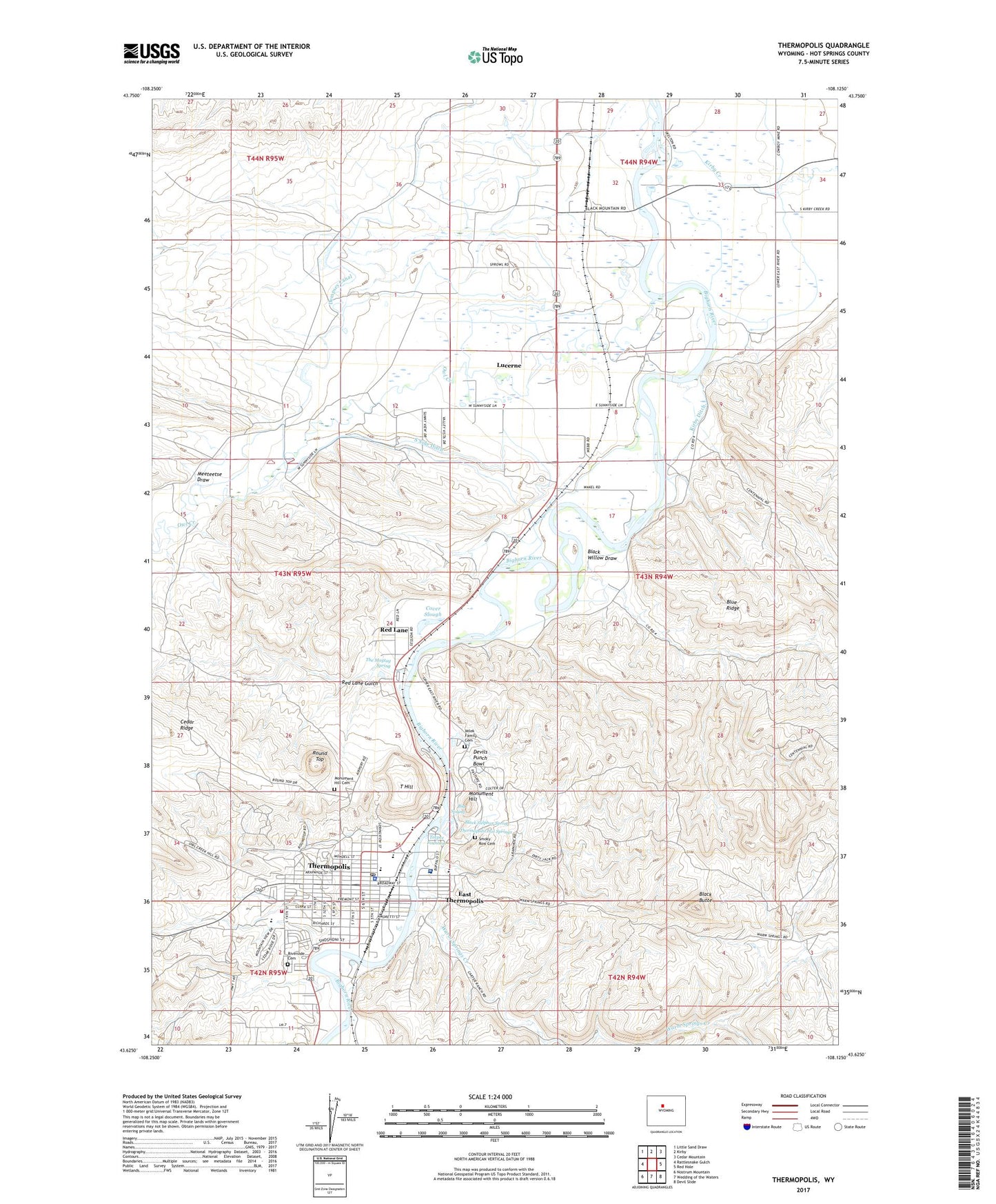 Thermopolis Wyoming US Topo Map Image