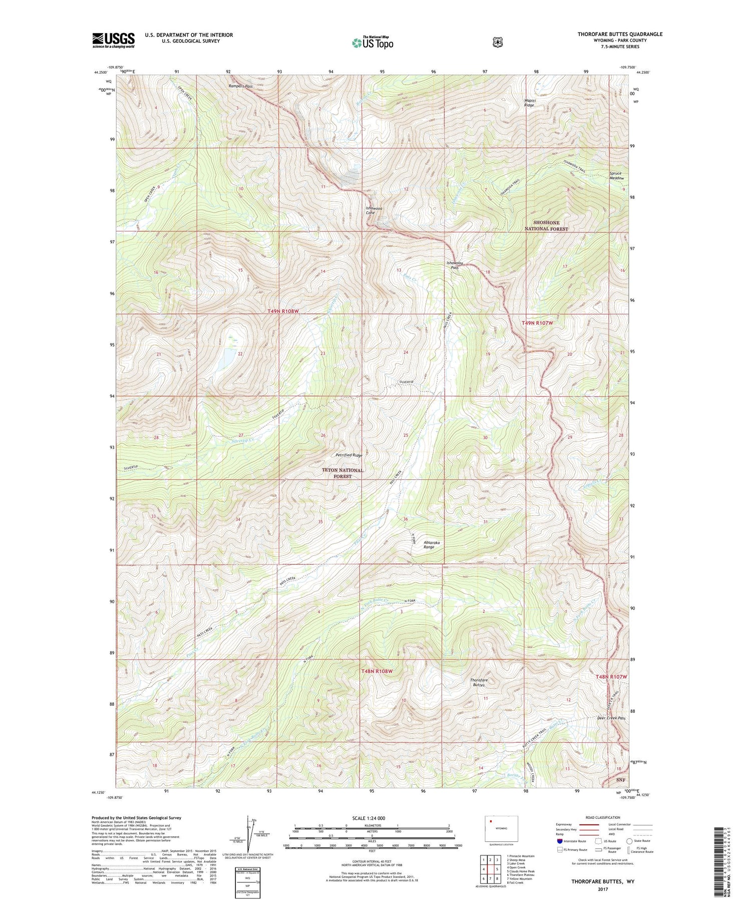 Thorofare Buttes Wyoming US Topo Map Image