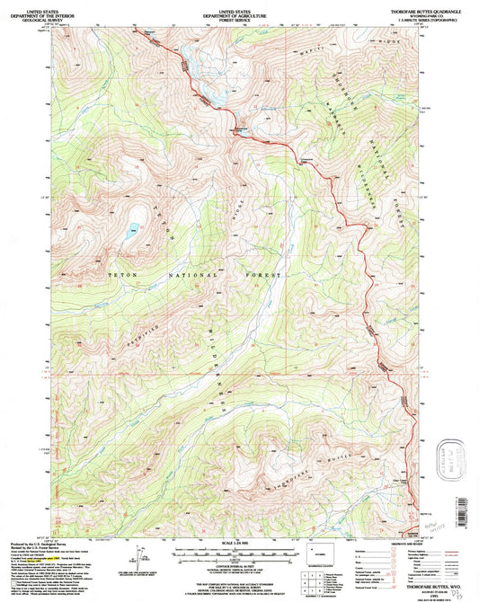 Classic USGS Thorofare Buttes Wyoming 7.5'x7.5' Topo Map Image