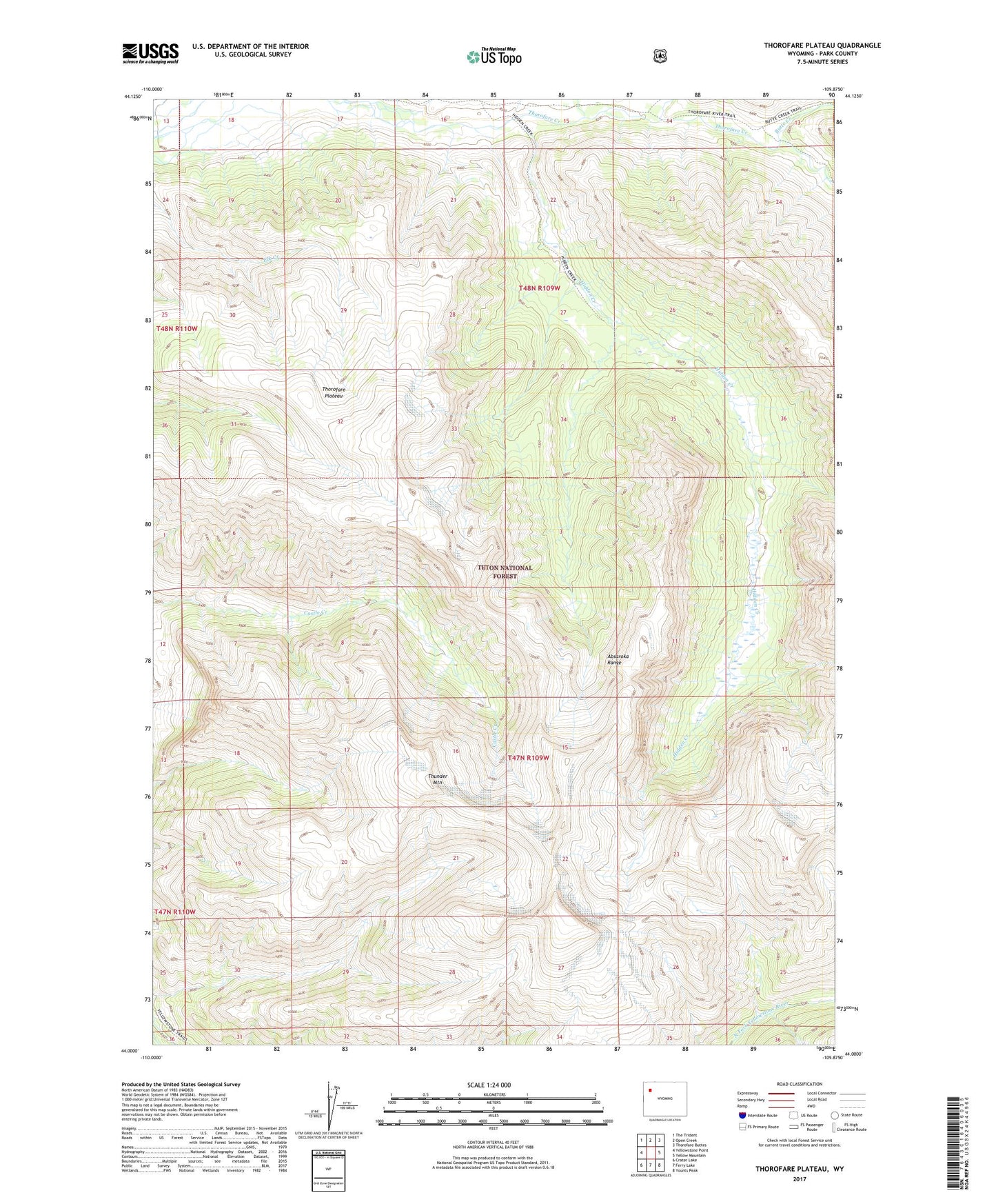 Thorofare Plateau Wyoming US Topo Map Image