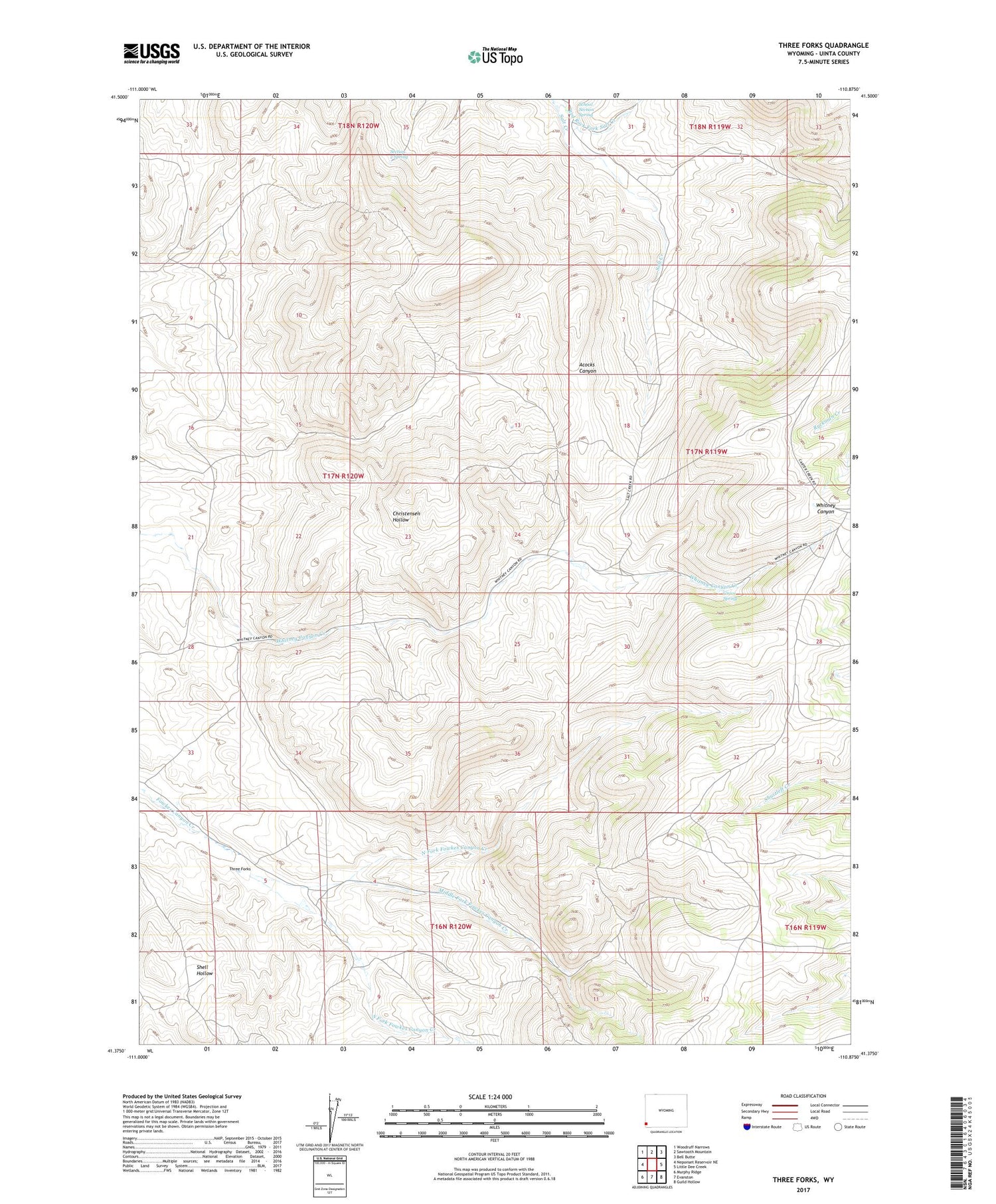 Three Forks Wyoming US Topo Map Image