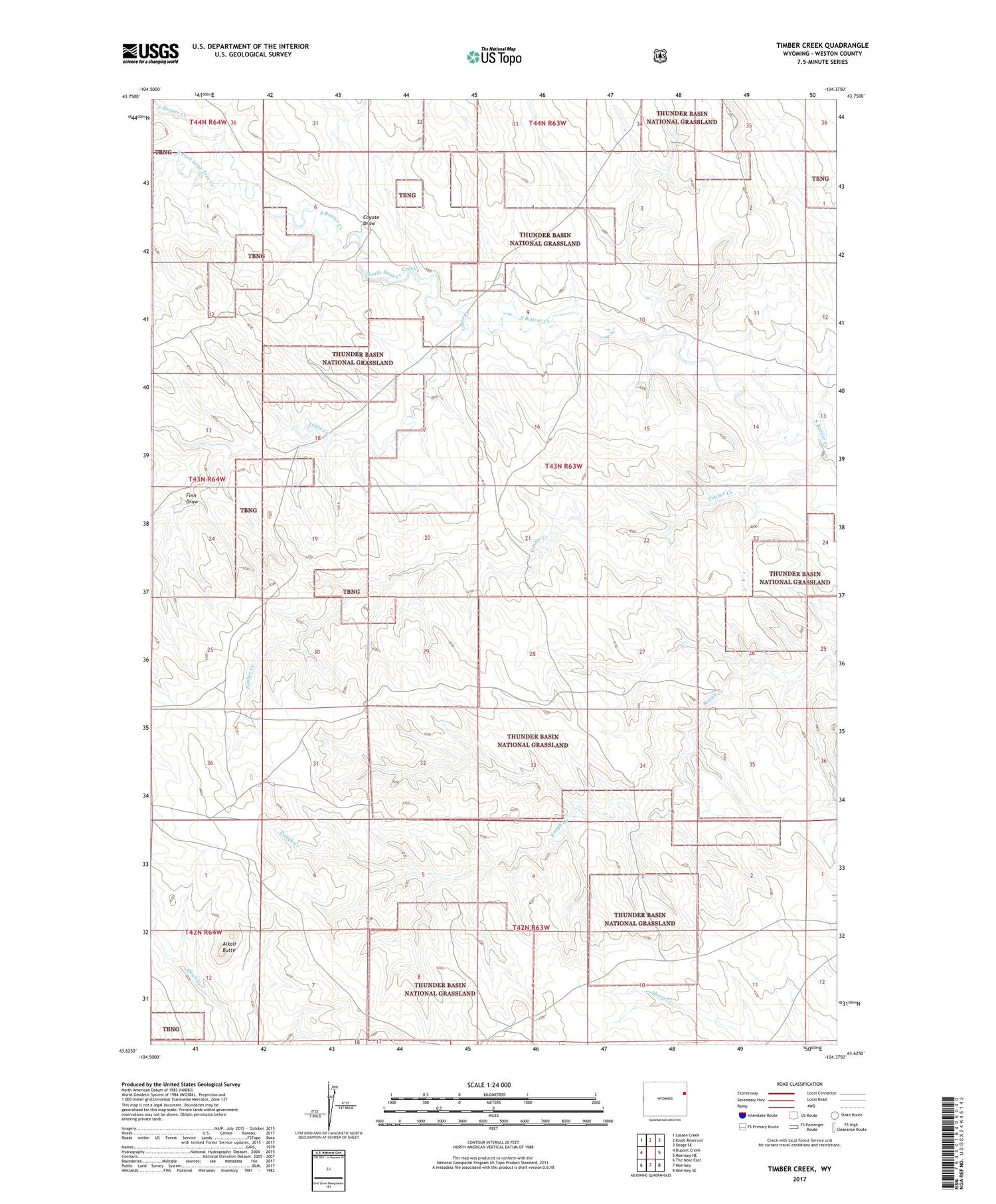Timber Creek Wyoming US Topo Map Image