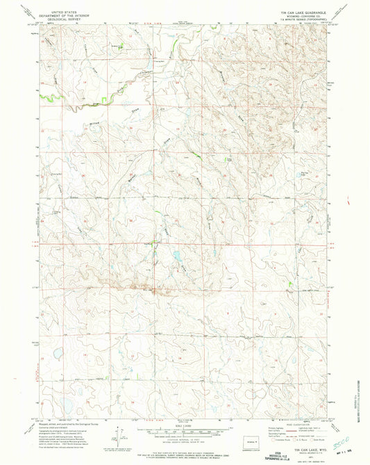 Classic USGS Tin Can Lake Wyoming 7.5'x7.5' Topo Map Image