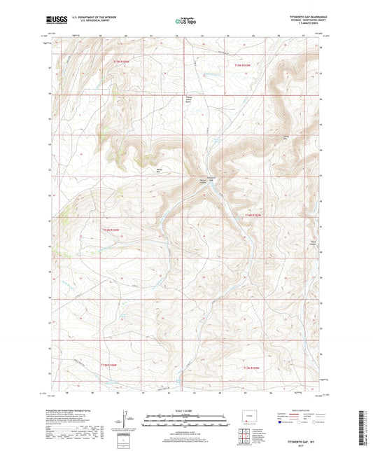 Titsworth Gap Wyoming US Topo Map Image