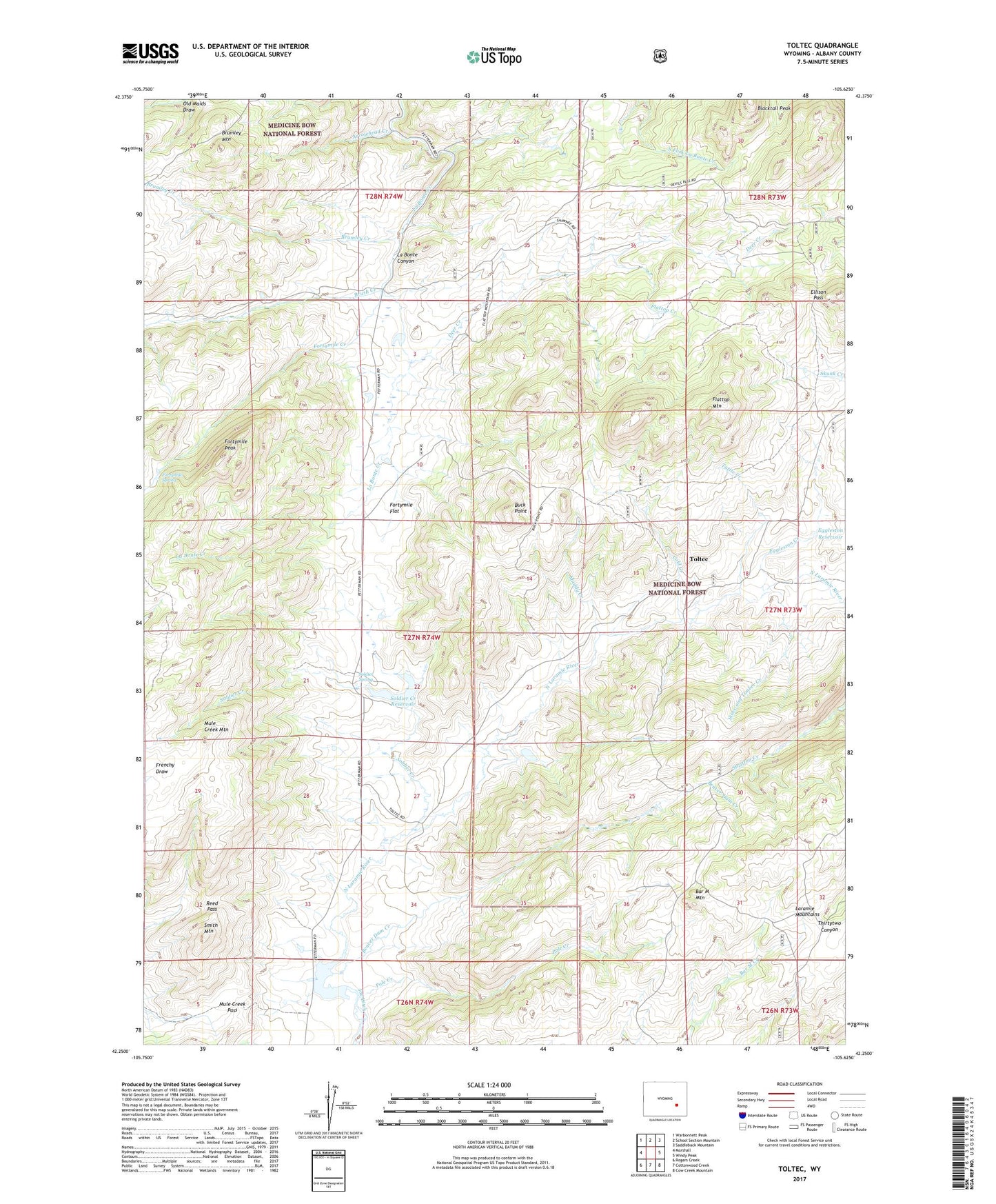 Toltec Wyoming US Topo Map Image