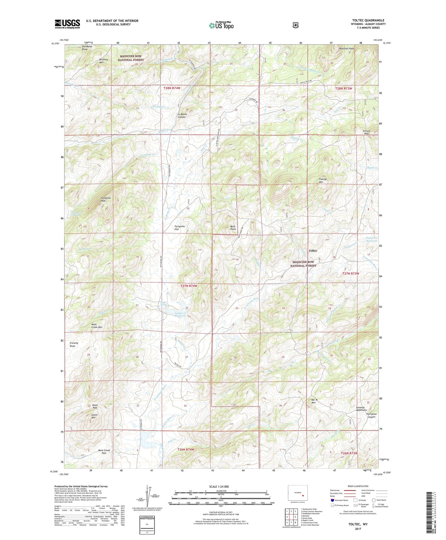 Toltec Wyoming US Topo Map Image