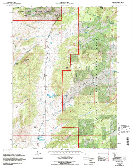 Classic USGS Toltec Wyoming 7.5'x7.5' Topo Map Image