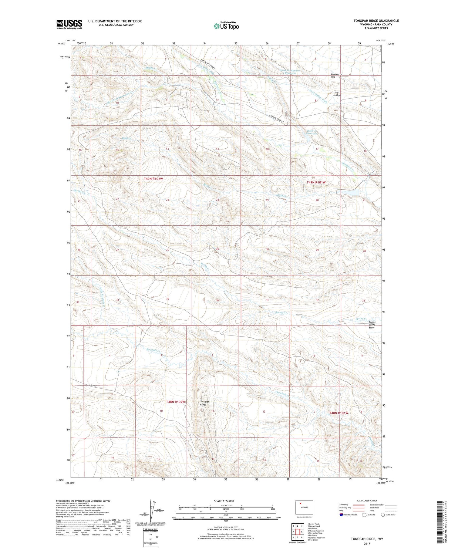 Tonopah Ridge Wyoming US Topo Map Image