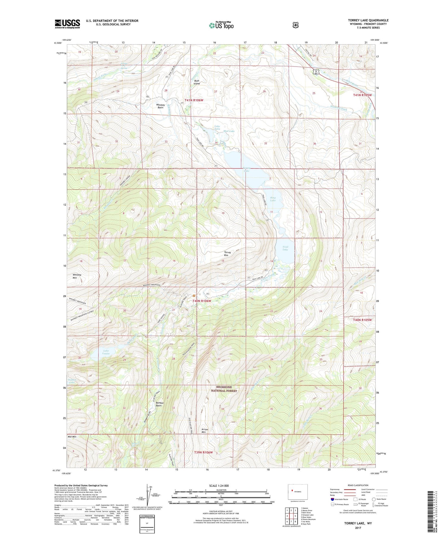 Torrey Lake Wyoming US Topo Map Image